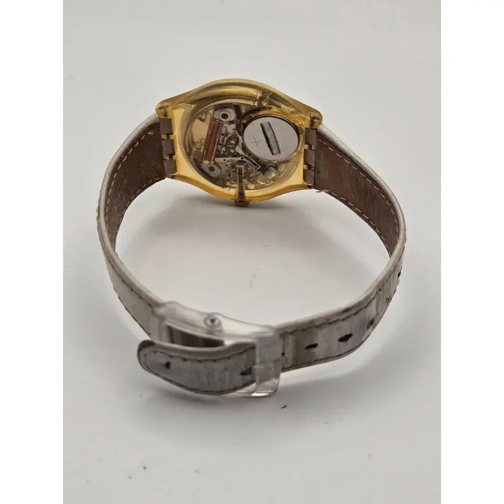 Vintage Swatch Swiss Quartz Watch Gold White 305